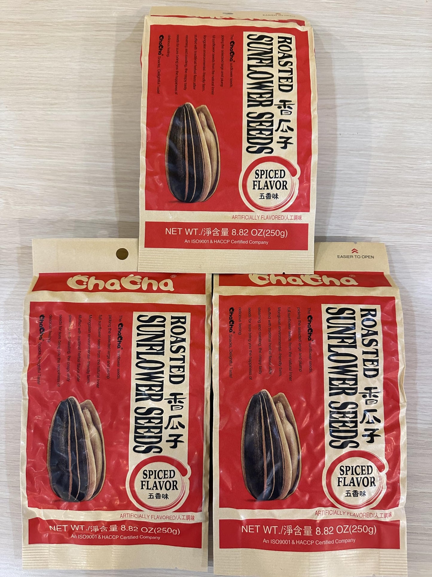 ChaCha Roasted Sunflower Seeds (3 bags) (1, Spiced Flavor)