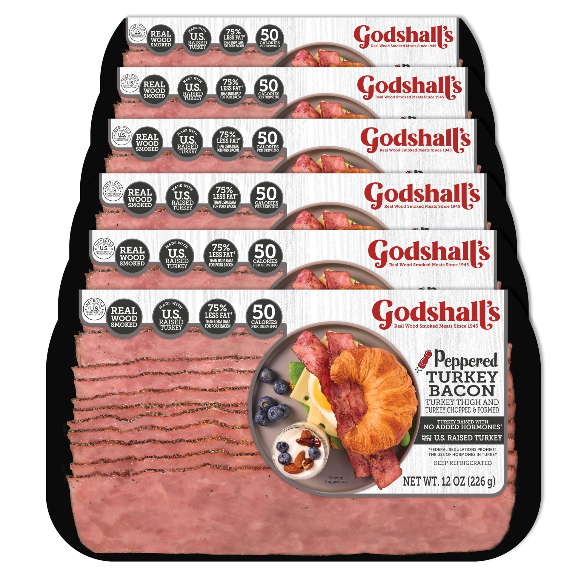 Godshall's 12oz Peppered Turkey Bacon, 6pk