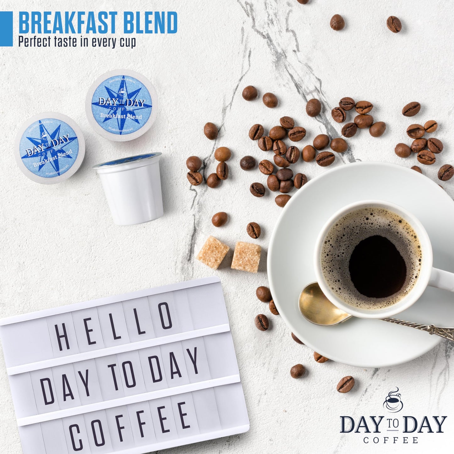 Day To Day Coffee Single Serve Coffee Pods, Breakfast Blend, Medium Roast, 120 Count, Compatible with K-Cup Keurig malt-inspired
