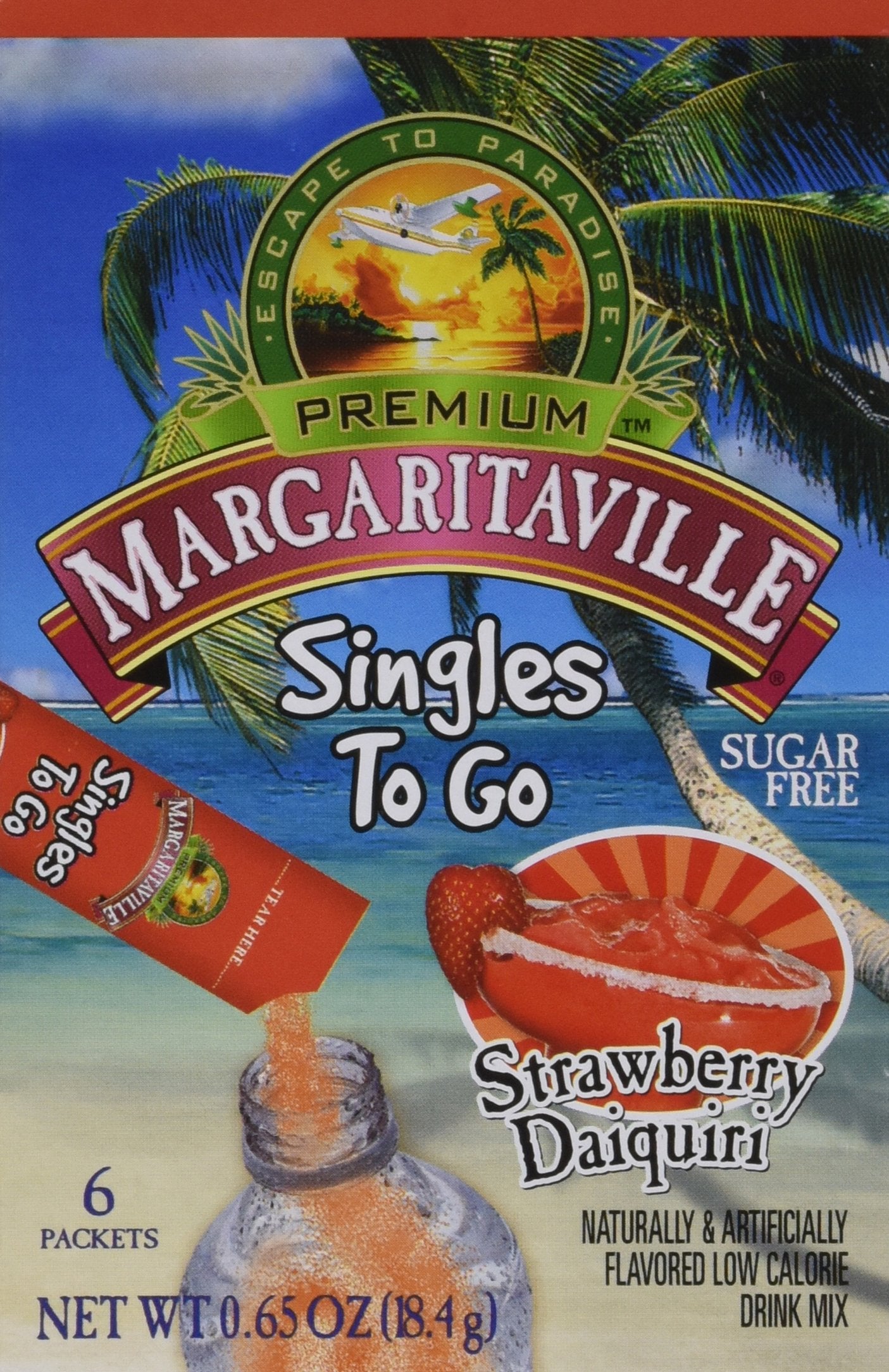 Margaritaville Singles To Go Water Drink Mix Flavored Nonbeverage-Style Powder Sticks 6 Count Strawberry Daiquiri 0.63 Ounce
