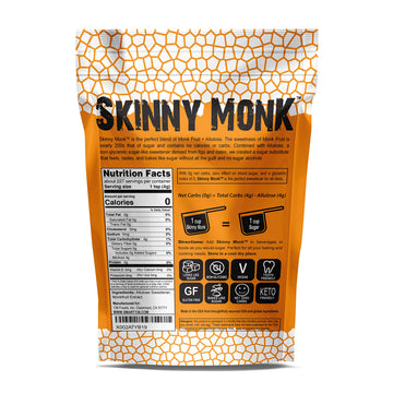 Skinny Monk - Allulose Sweetener W/Monkfruit, 1:1 Sugar Substitute, Keto Friendly, Zero Net Carbs, Non-Glycemic(Granular, 32Oz)
