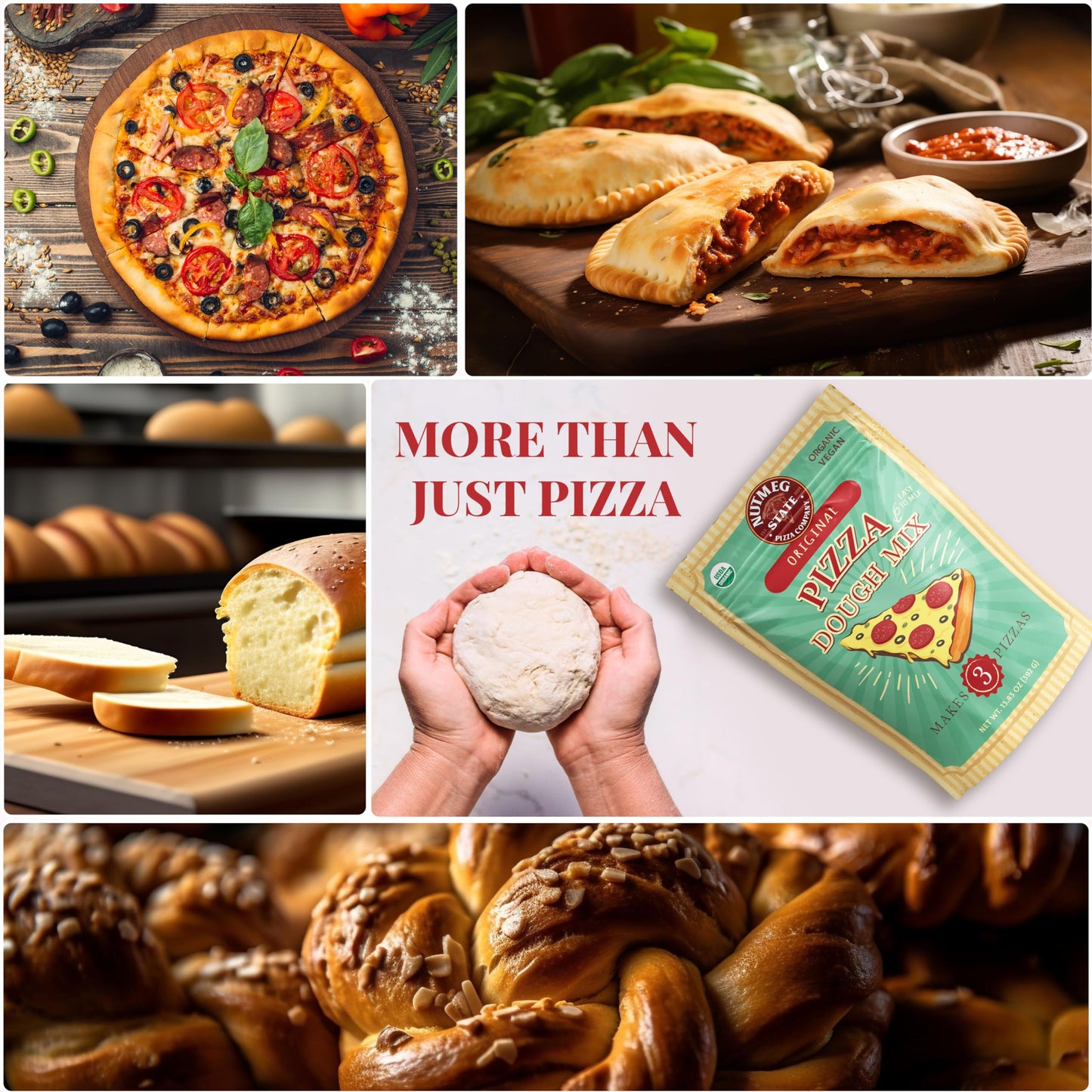 Nutmeg State Pizza Company Organic Pizza Dough Mix - Makes 3 Crusts For Homemade Pizzas