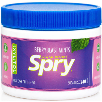 Spry Xylitol Berry Blast Mints Sugar Free Candy - Breath Mints That Promote Oral Health, Dry Mouth Mints That Increase Saliva Production, Stop Bad Breath, 240 Count (Pack Of 2)