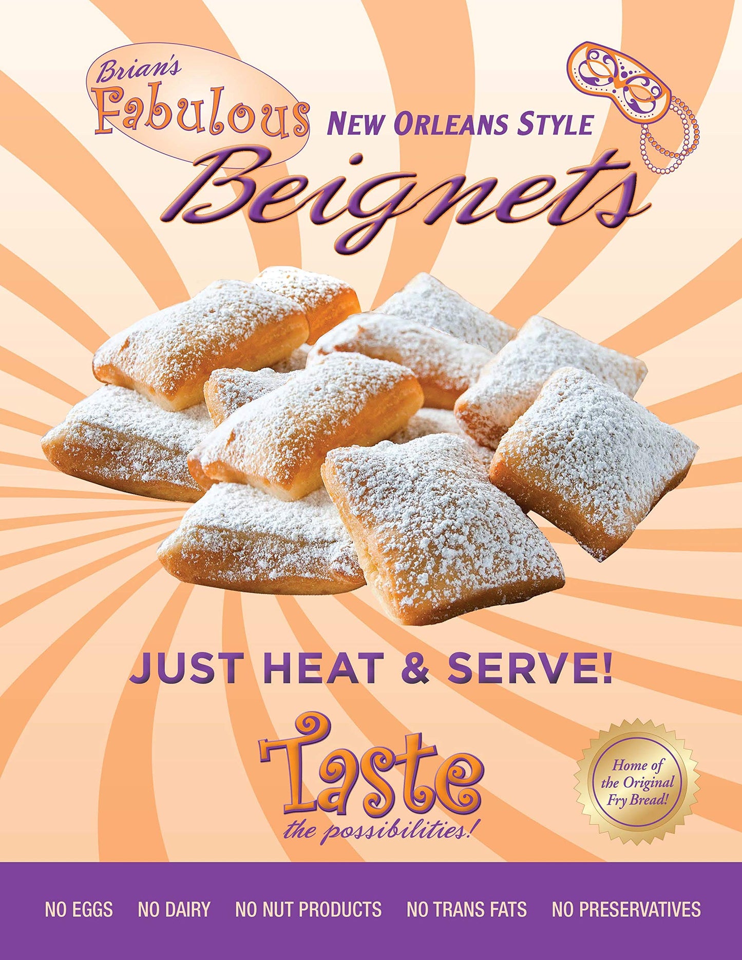 BRIANS FABULOUS - 36 count - NEW ORLEAN STYLE BEIgNETS - JUST HEAT and EAT