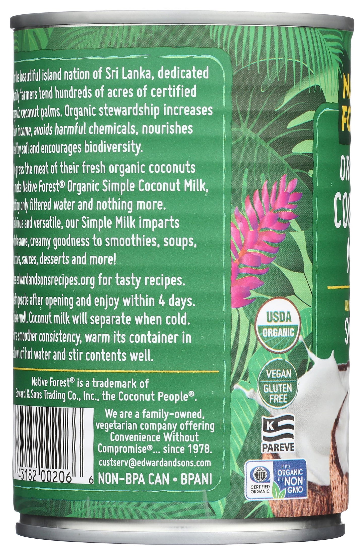 Native Forest Organic Coconut Milk Unsweetened - Coconut Milk Canned, Unsweetened Coconut Milk Organic, Simple - 13.5 Fl Oz (Pac