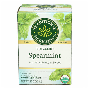 Traditional Medicinals Organic Spearmint Herbal Tea, Healthy & Refreshing, (Pack Of 1) - 16 Tea Bags