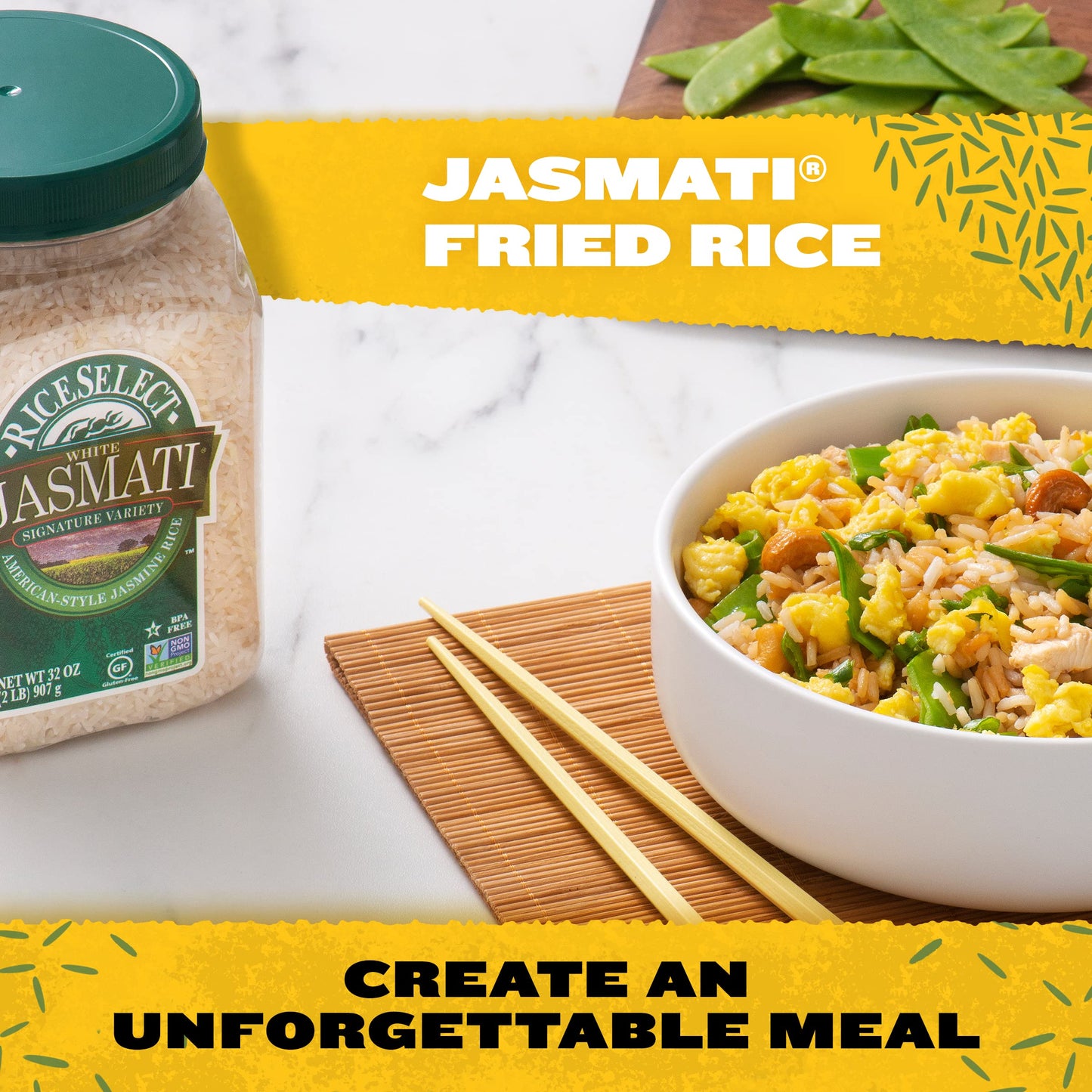 Riceselect Jasmati Rice, Long-Grain Jasmine Rice, Premium Gluten Free Rice, Non-Gmo, 32 Ounce Jar
