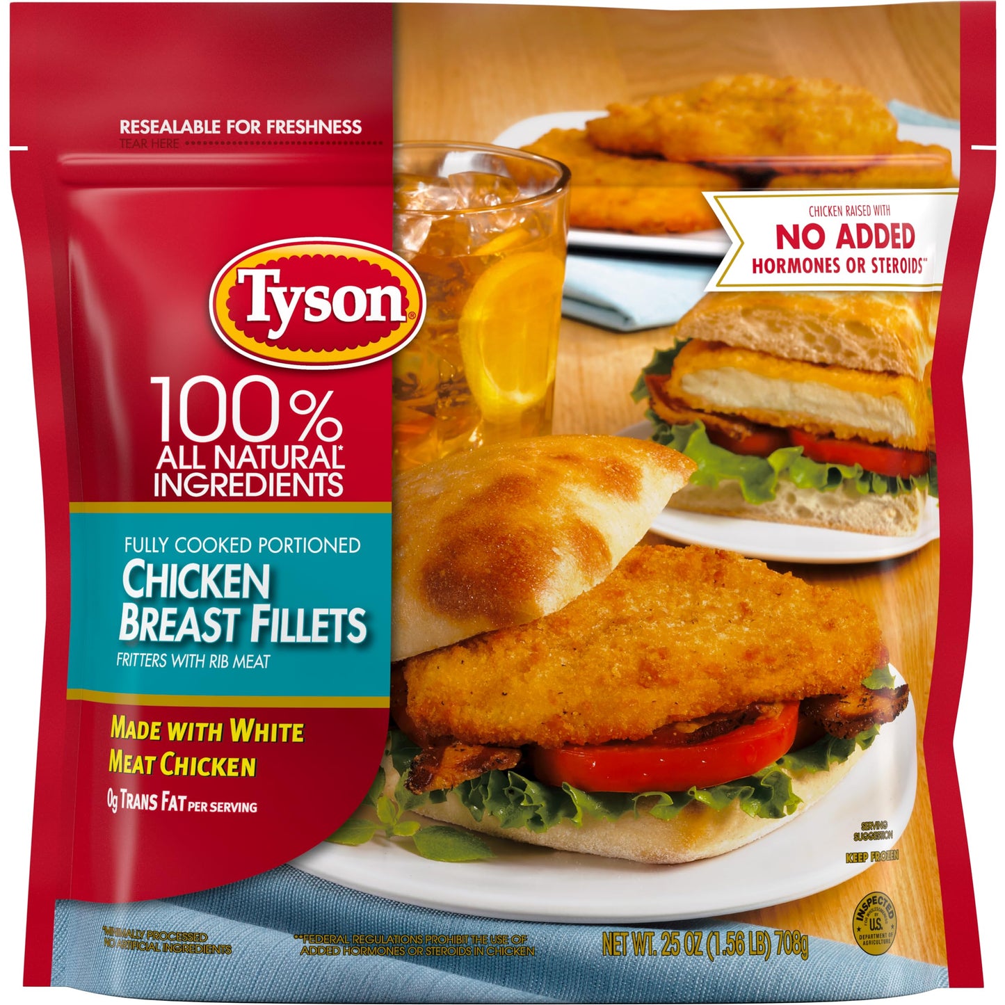 Tyson Fully Cooked Portioned Chicken Breast Fillets, 25 oz. (Frozen)
