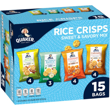 Quaker Rice Crisps, 4 Flavor Sweet And Savory Variety Mix, 15 Count