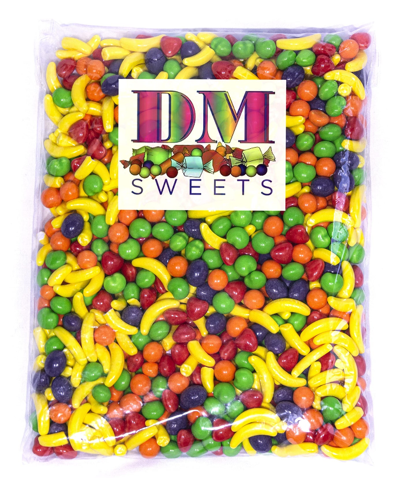 Fresh Assorted Orange Banana Strawberry Grape Green Apple Sweet Hard Crunchy Candy - 1.5 lbs