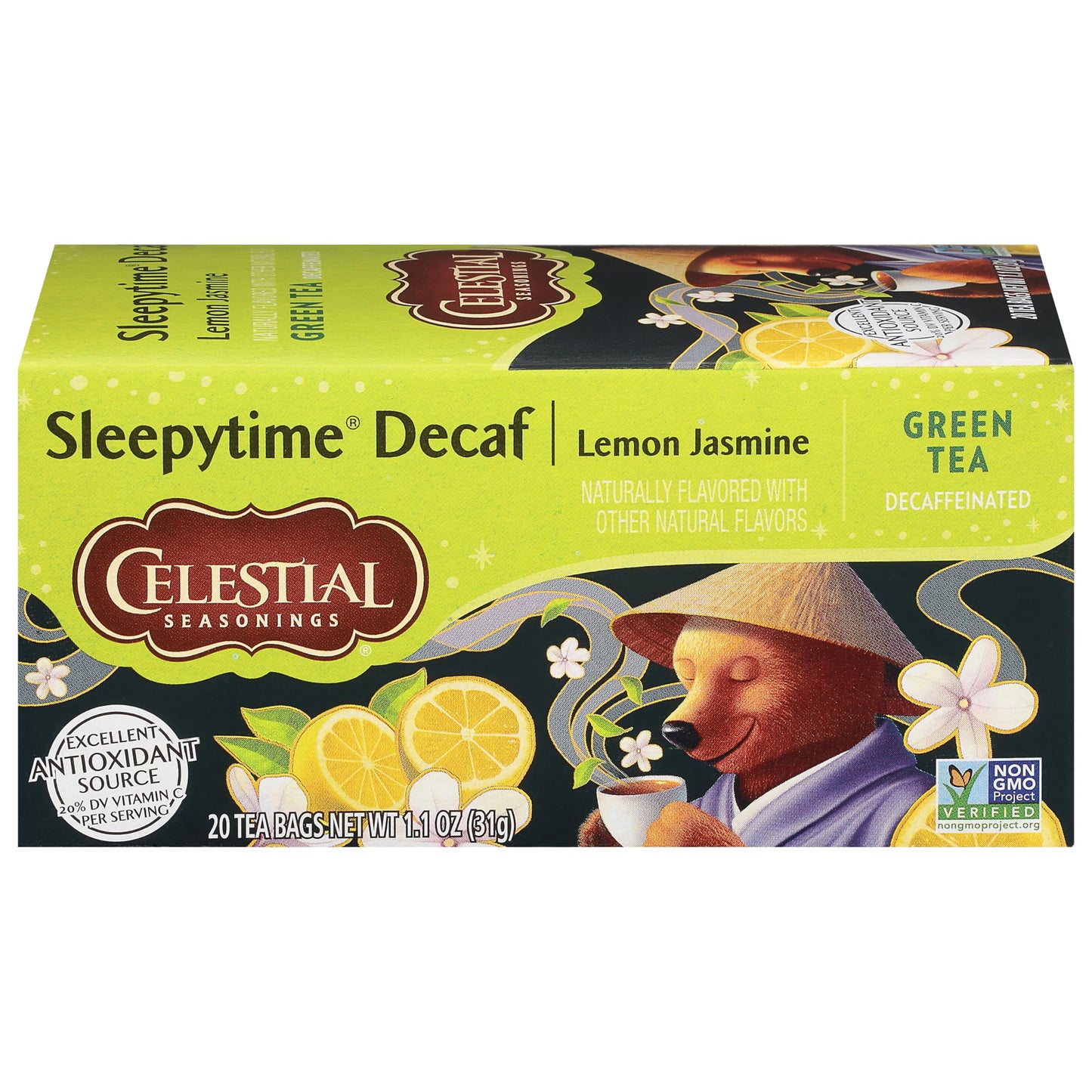 Celestial Seasonings Green Tea, Sleepytime Decaf Lemon Jasmine, Decaffeinated Sleep Tea, 20 Tea Bags (Pack Of 6) (Packaging May Vary)