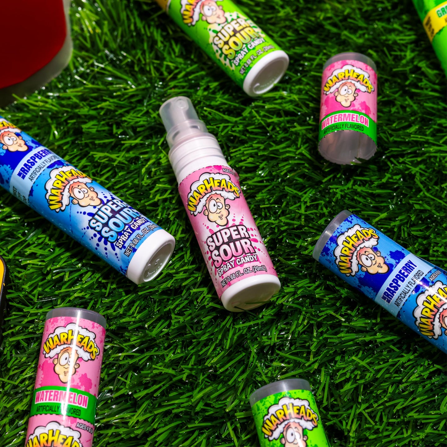 WARHEADS - Super Sour Candy Spray - Blue Raspberry, Green Apple and Watermelon Flavors - 0.68 oz. Bottles - 6 Pack