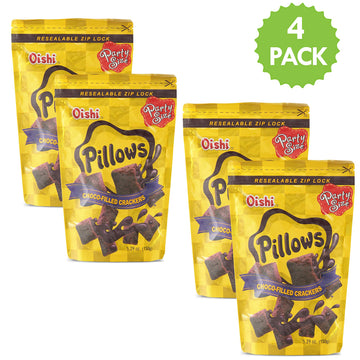 Oishi Pilows Choco-Filled Crackers Party Size, 5.29 Oz, 4 Packs