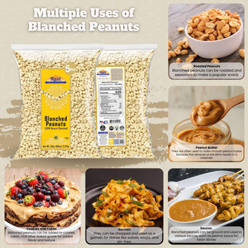 Rani Peanuts Skinless (Blanched, Uncooked) 80Oz (5Lbs) 2.27Kg Bulk ~ All Natural | Vegan | Gluten Friendly | Kosher | Fresh Prod