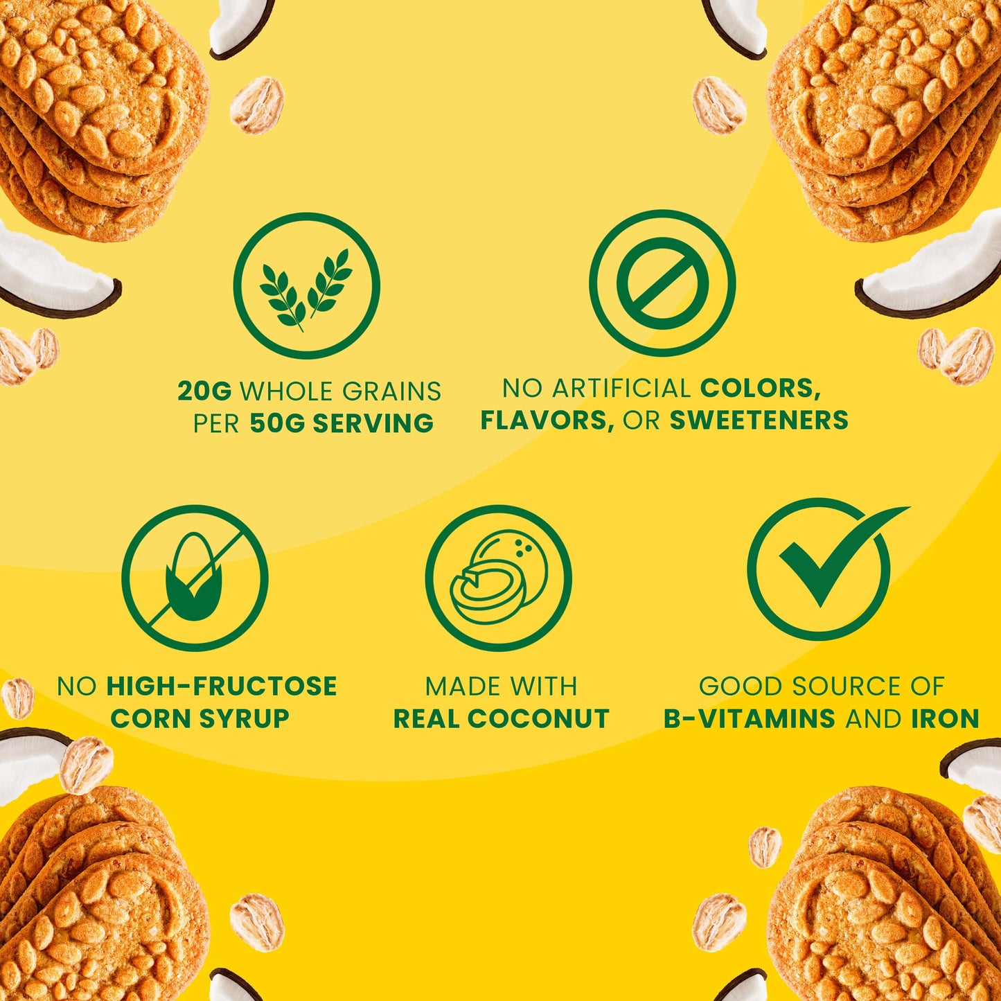 belVita Toasted Coconut Breakfast Biscuits, 5 Packs (4 Biscuits Per Pack)