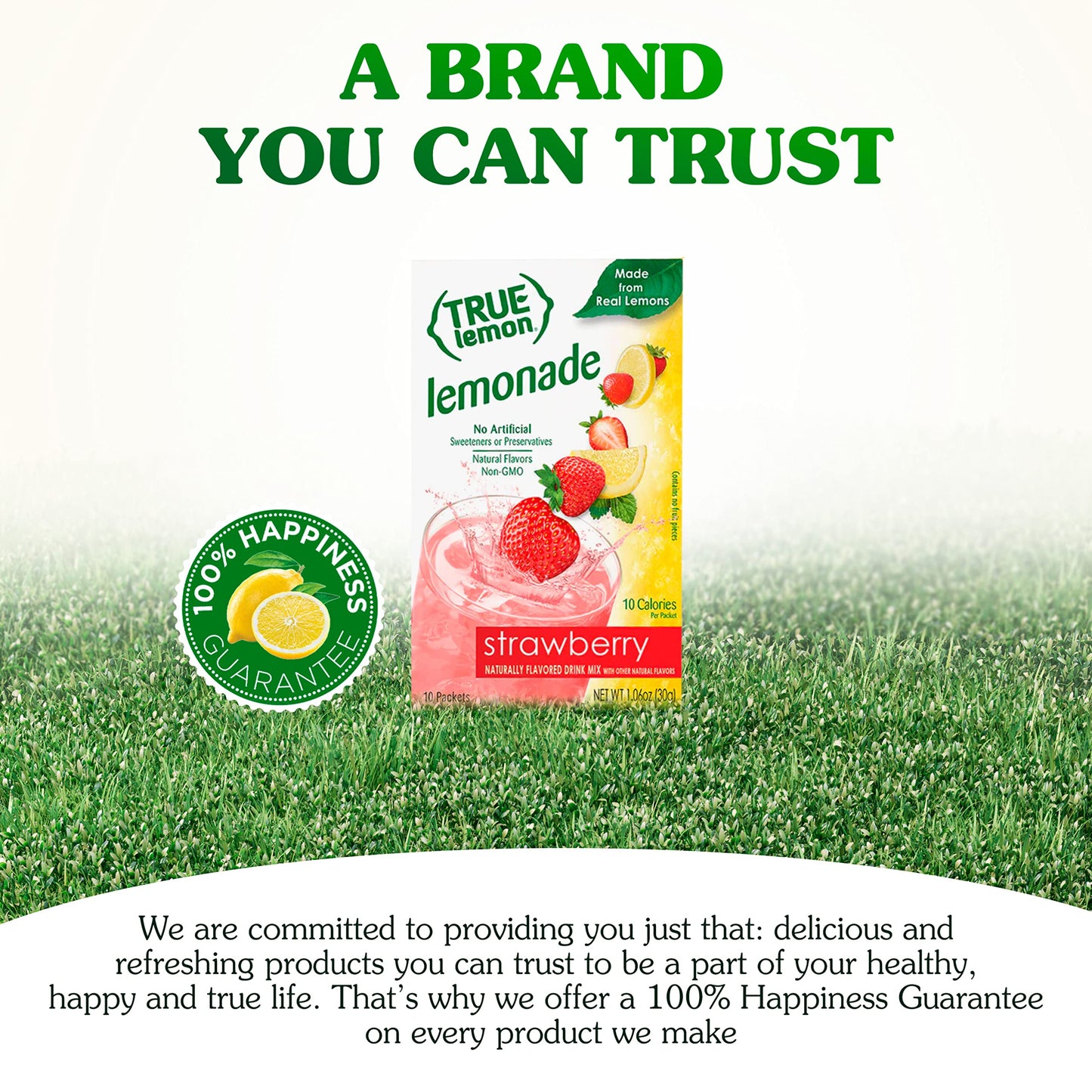 True Lemon Strawberry Lemonade Drink Mix, Made from Real Lemons, Low Calorie, Low Sugar, Lemonade Drink Mix, 10 Count, 1.06 oz (