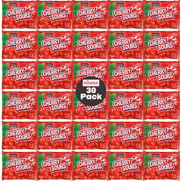 DOUzzle Back To School Cherry Sours Red Candy Balls, Chewy Candies, Mini Packs (30 Count, 1 Pack) Individually Wrapped, Party Fa