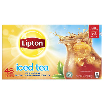 Lipton Unsweetened Iced Tea Bags, Family Size Zero Calories, 48 Total Bags