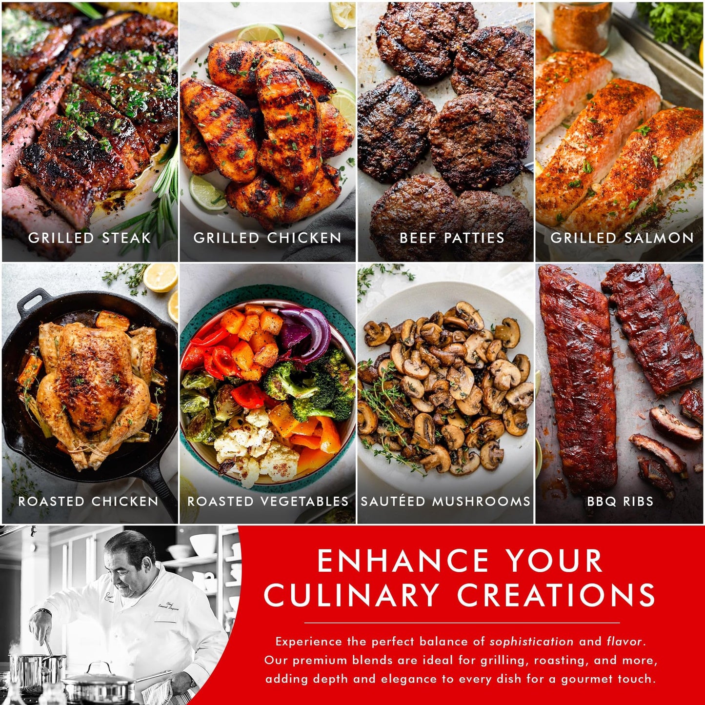 Emeril Lagasse Seasoning Blend 6-Pack - Original Essence, Cajun, Blackened, Chicken Rub, Steak Rub, Rib Rub - 5 Oz Each