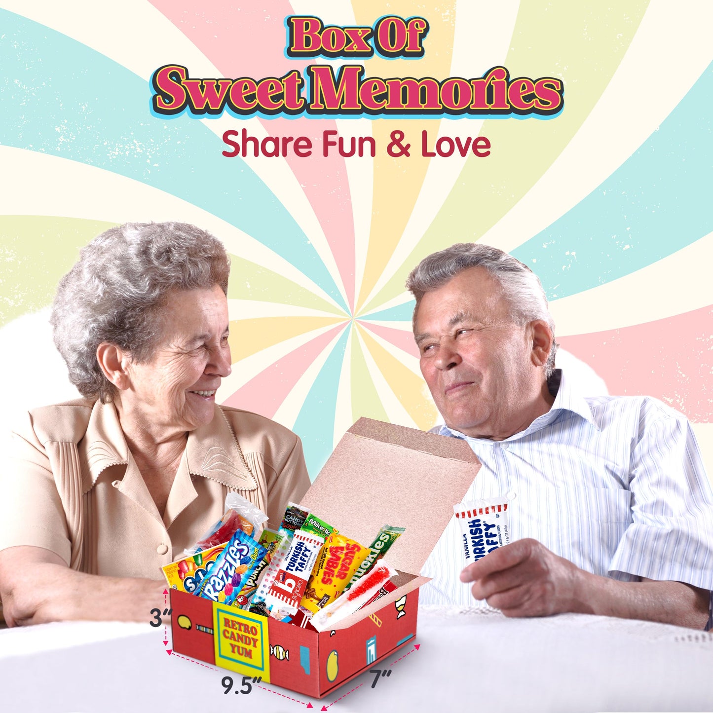 RETRO CANDY YUM 1963 Birthday Gift Basket - 32 Piece Nostalgic Candy Set for 62 Year Old Man or Woman - Perfect Retro Treats