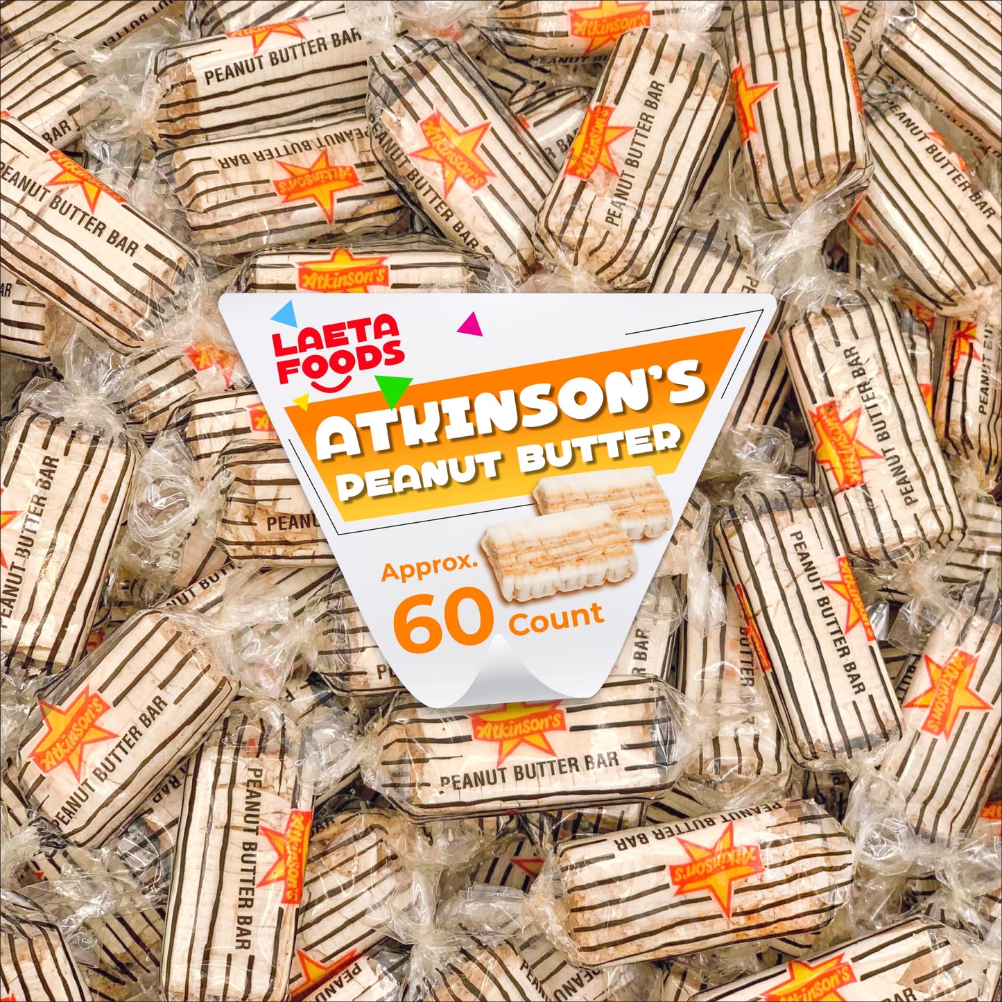 Atkinson'S Peanut Butter Candy Bars, Individually Wrapped (1 Pound Bag - Approx. 60 Count)