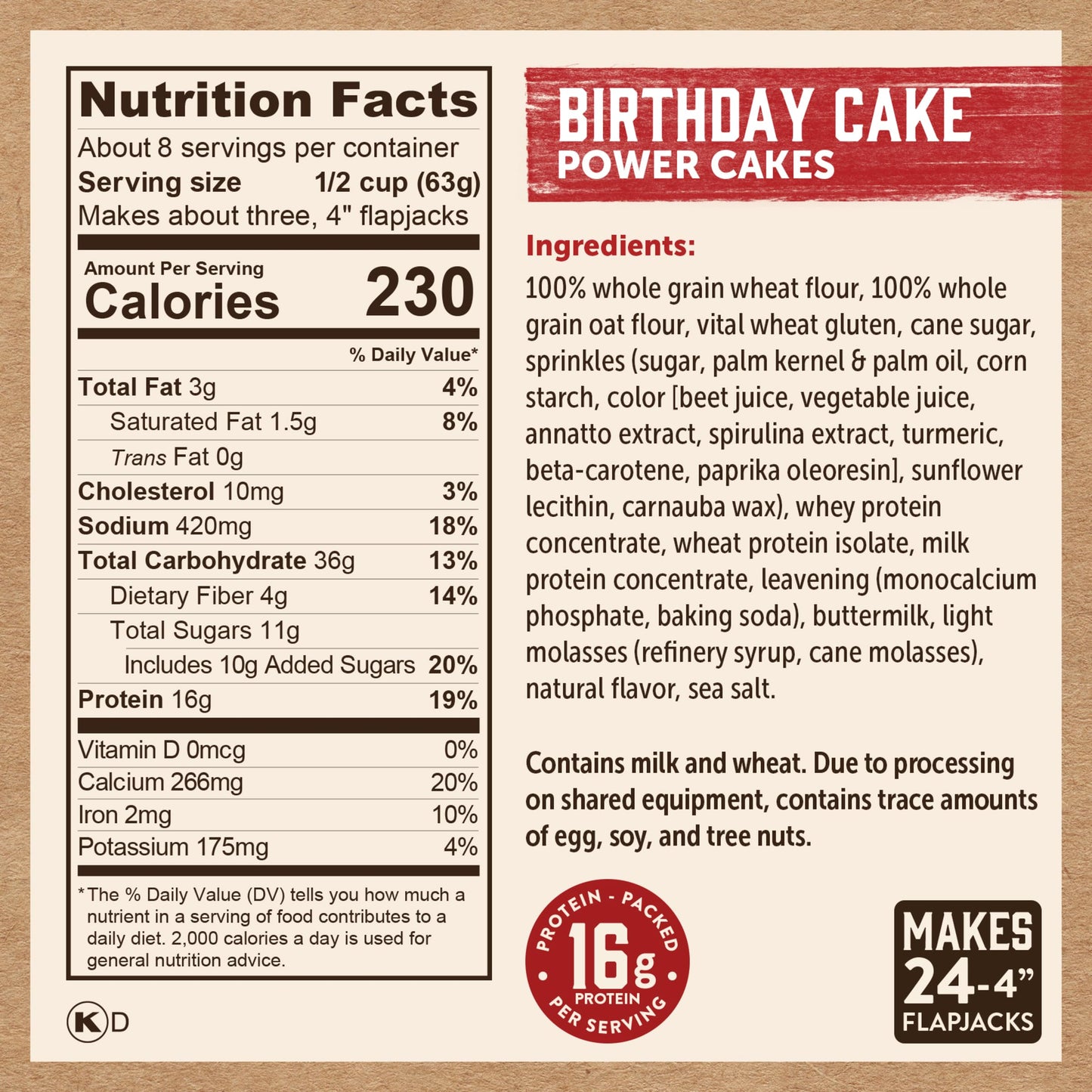 Kodiak Cakes Power Cakes - Protein Pancake Mix & Waffle Mix - 100% Whole Grain- Birthday Cake Flavor (Pack Of 6)