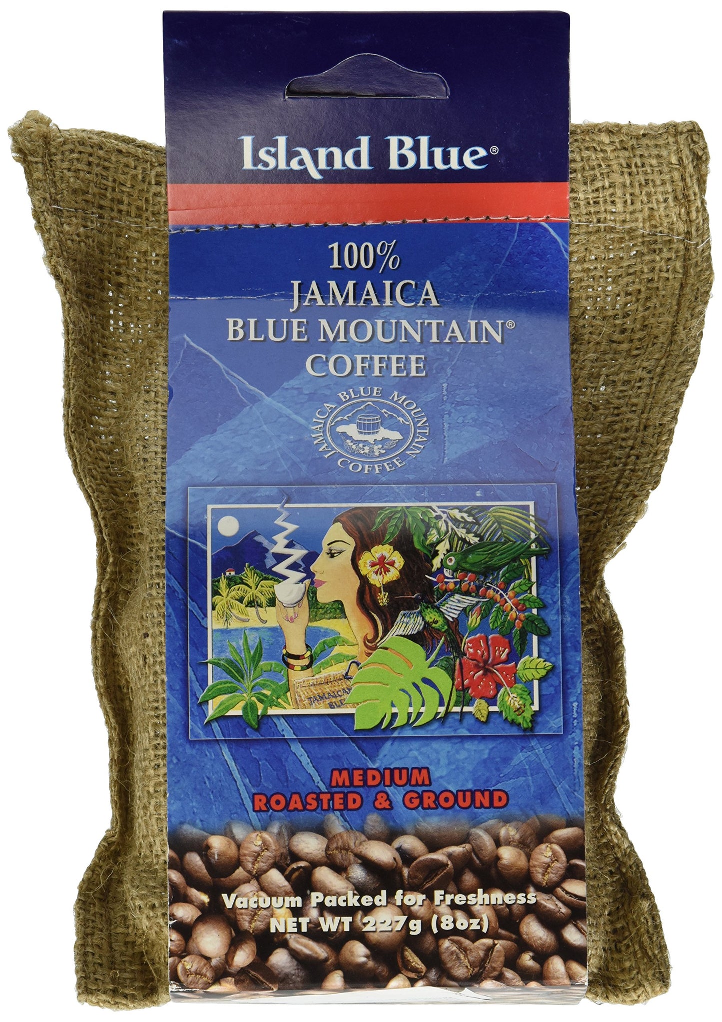 Island Blue -100% Jamaica Blue Mountain Ground Coffee 8Oz