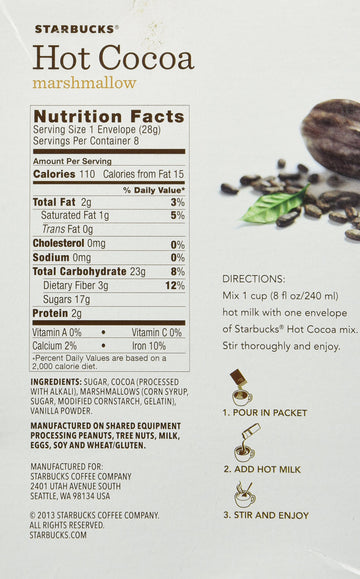 Starbucks Marshmallow Hot Cocoa Mix, 8 Count (Pack Of 1)