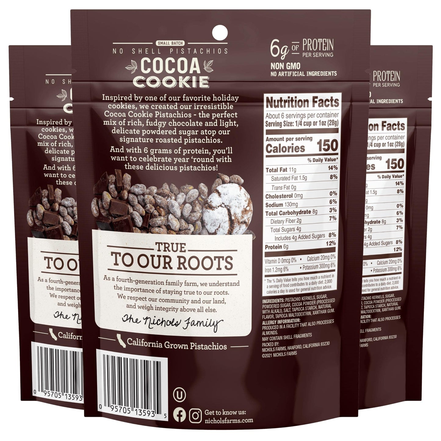 Nichols Farms Pistachios - Fresh Roasted No Shell Pistachio - Nutrient Rich Nuts Snack Packs - Non-GMO, California Grown - Healt