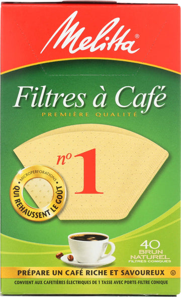 Melitta Inc No 1 Cone Coffee Filter, 40 Ct