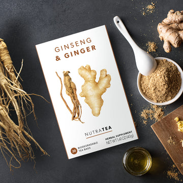 Nutra Tea Ginger & Ginseng Herbal Tea - 20 Count Tea Bags - Immune Support & Wellness Blend