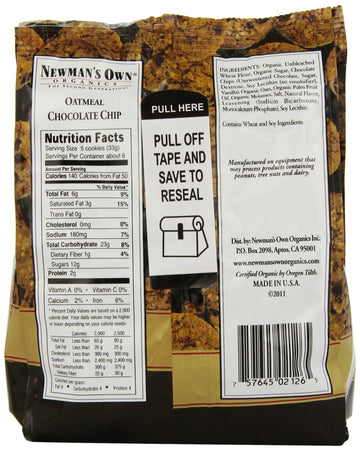 Newman's Own Organics Oatmeal Chocolate Chip Cookies, 7 oz