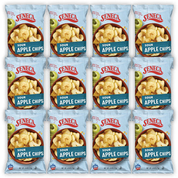 Seneca Sour Apple Chips | Made From Fresh Apples | 100% Granny Smith Apples | Yakima Valley Orchards Of Washington | Crisped Apple Perfection | Foil-Freshness Bag | 2.5 Ounce (Pack Of 12)