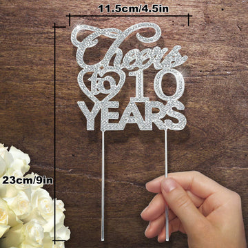 Bling Crystal Cheers To 95 Years Cake Topper - Best Keepsake 95Th Birthday Or Anniversary Decor Party Decorations Silver