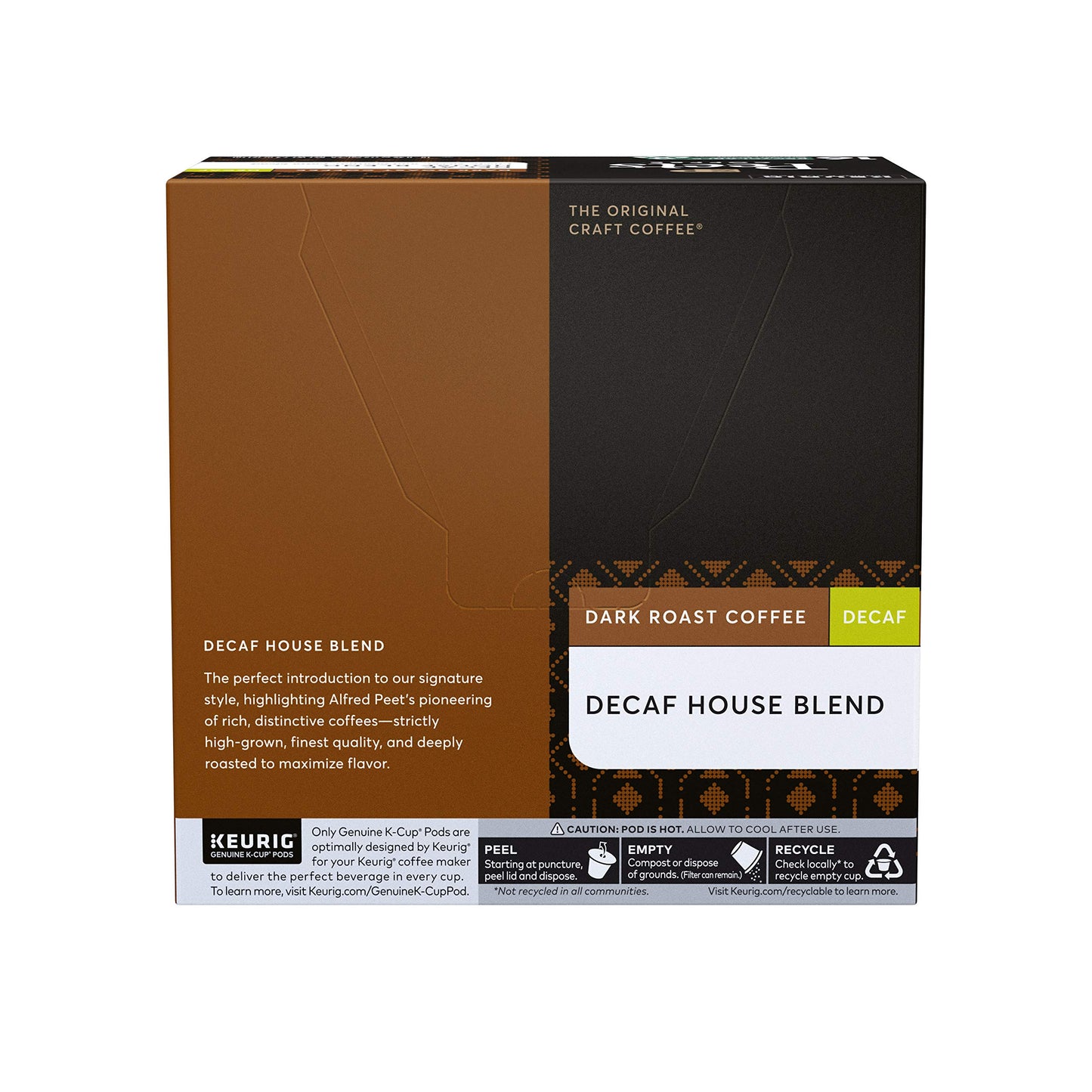 Peet'S Coffee Decaf House Blend, Dark Roast, 16 Count Single Serve K-Cup Decaffeinated Coffee Pods For Keurig Coffee Maker