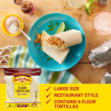 Old El Paso Restaurant Style Grande Flour Tortillas, 6-Count (Pack Of 5)