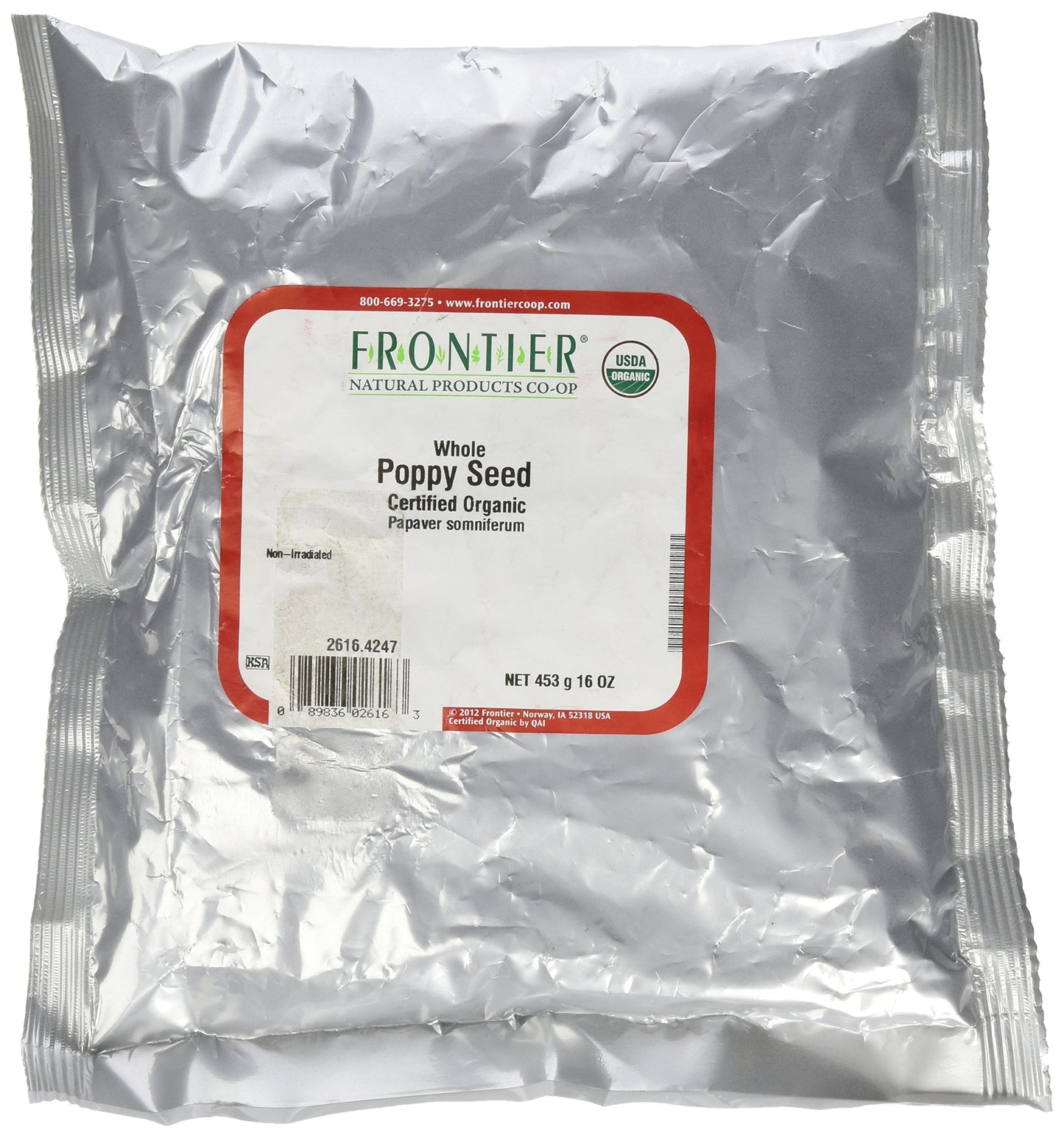 Frontier Co-Op Organic Whole Poppy Seed 1Lb