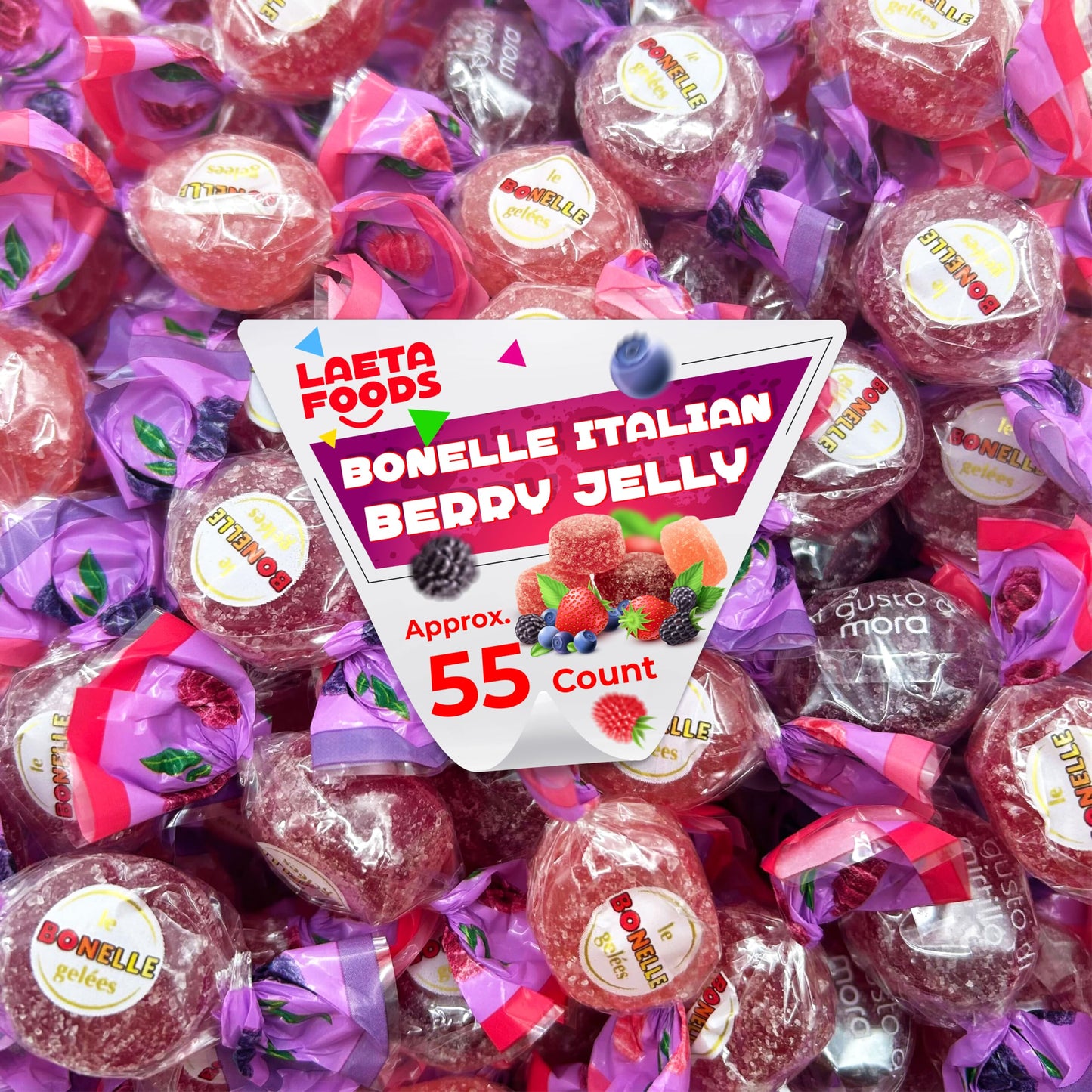 Bonelle Italian Berry Jelly Candy (1 Pound Bag - Approx. 55 Count)