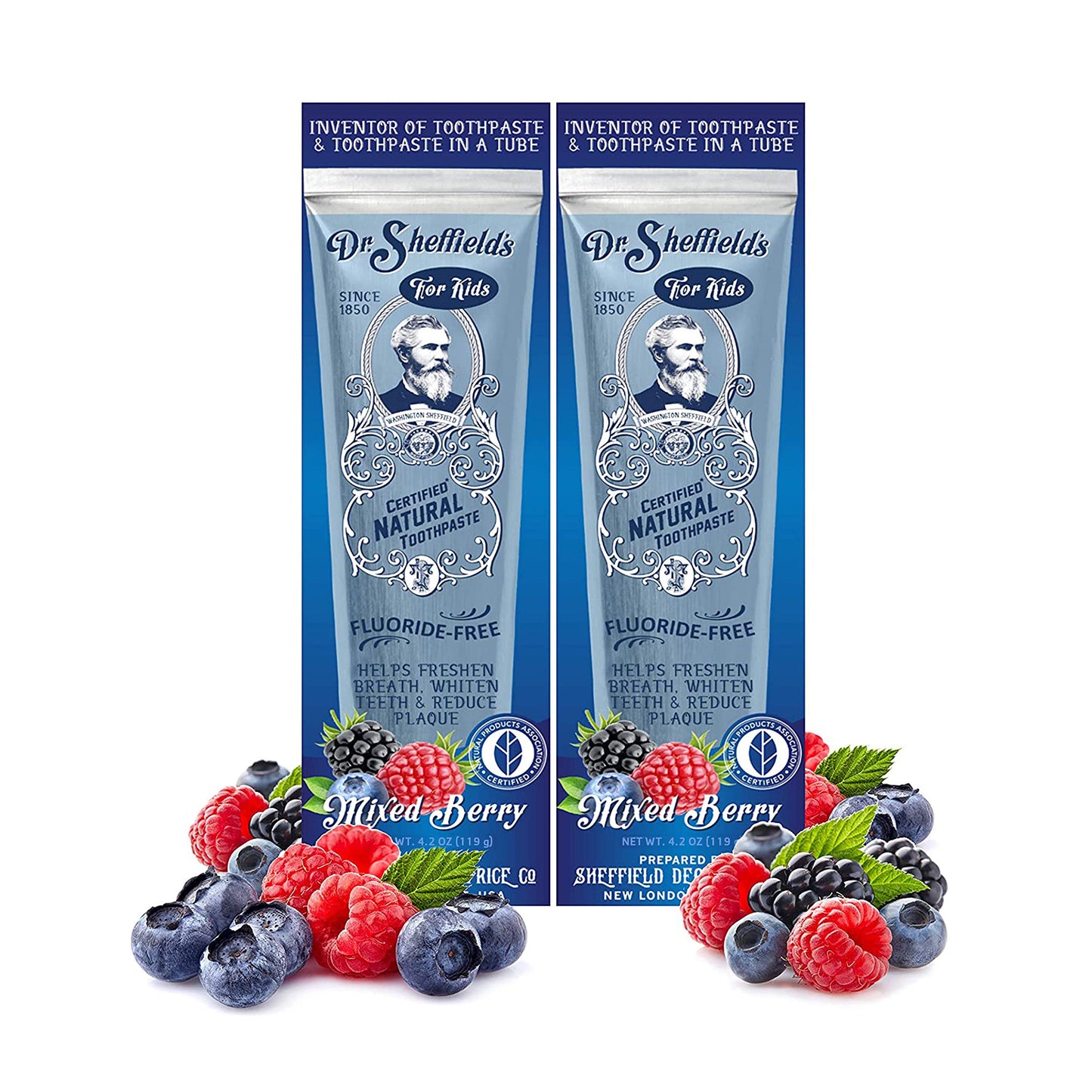 Dr. Sheffield?S Certified Natural Toothpaste (Mixed Berry) - Great Tasting, Fluoride Free Toothpaste/Freshen Your Breath, Whiten