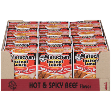 Maruchan Instant Lunch Hot & Spicy Beef, 2.25 Oz, Pack of 12