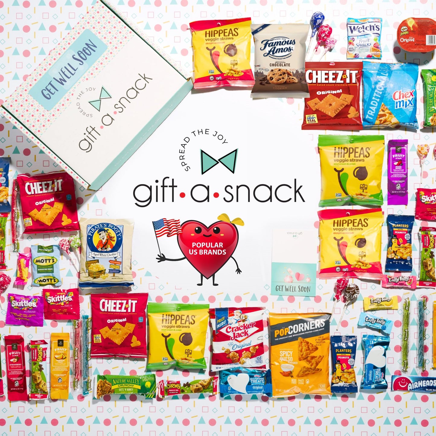 Gift A Snack - Get Well Soon Snack Box Variety Pack Care Package + Greeting Card (60 Count) Feel Better Sweet Treats Gift Basket