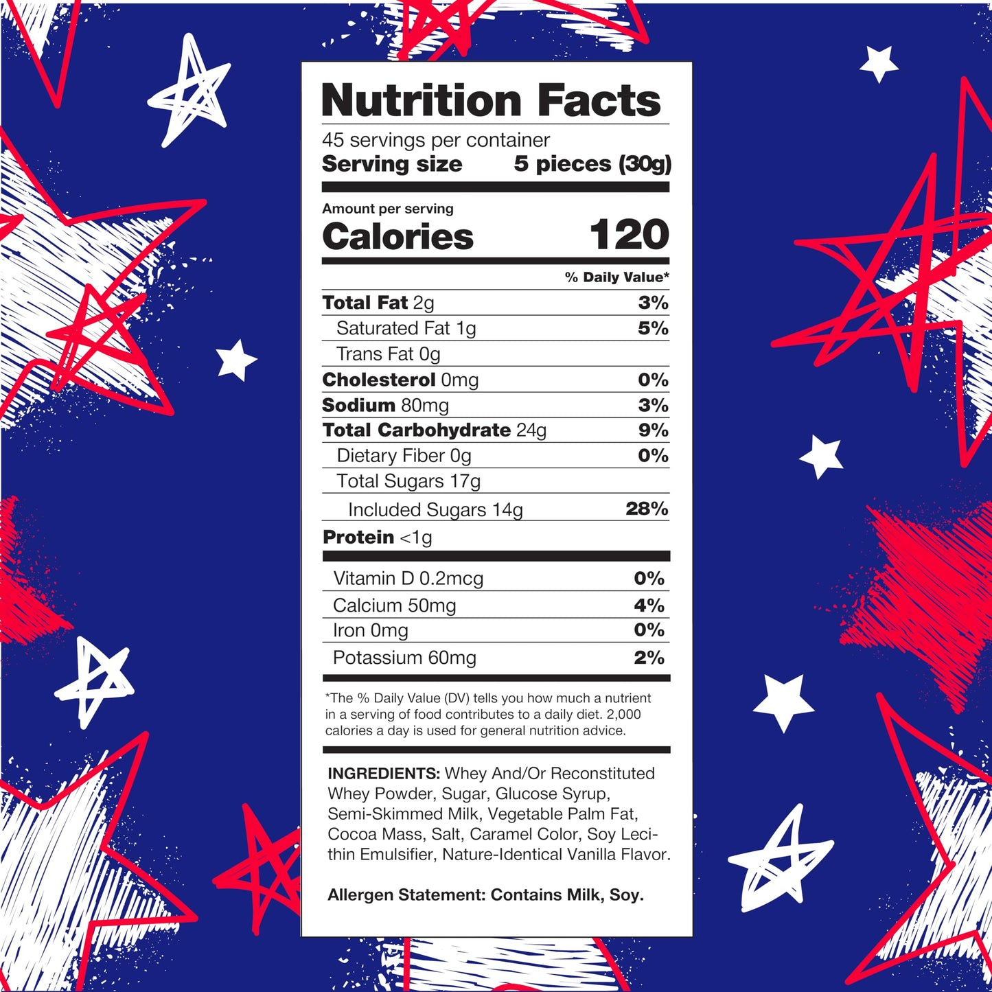 CRAZYOUTLET Patriotic Candy - 3 Pound Bulk Pack - Chocolate Caramels - Red, White, Blue Taffies for Independence Day Celebrations