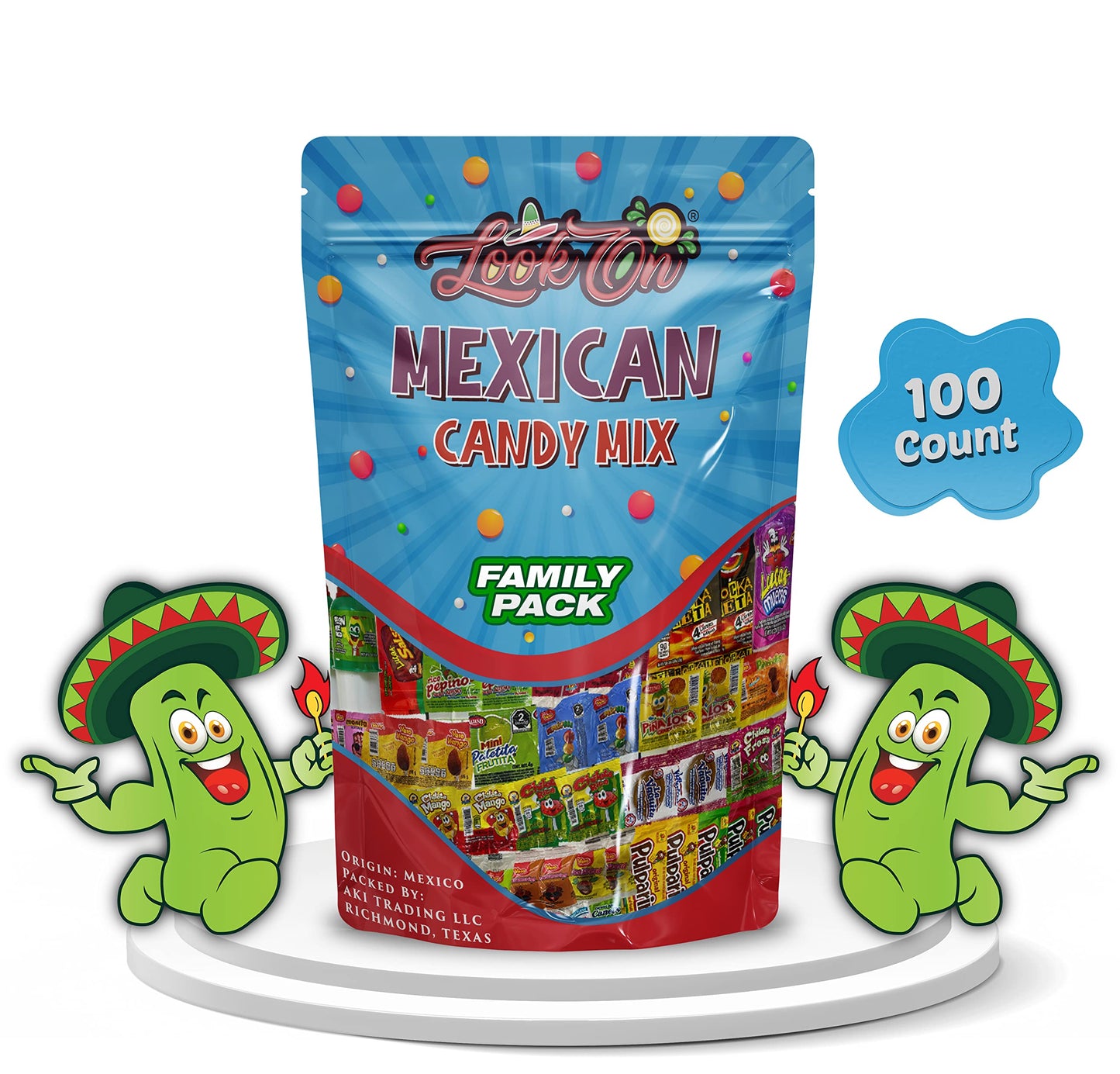 LookOn Mexican Candy Mix Bag Family Pack - Sweet, Sour & Spicy - 100 Count - Pack of 1 (100 Pieces Set)