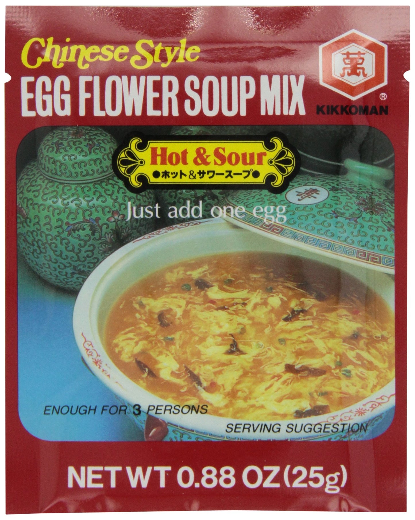 Kikkoman Egg Flower, Hot and Sour Soup, 0.88-OuncePouch (Pack of 12)