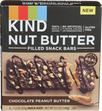 Kind Nut Butter Filled Bar, Chocolate Peanut Butter, 1.3 Ounce (Pack Of 4)
