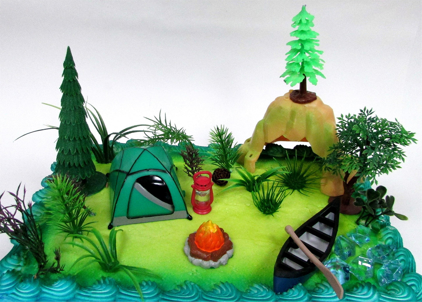 Nature Scene CAMPING 20 Piece Birthday CAKE Topper Set, Featuring Camping Items and Decorative Themed Accessories