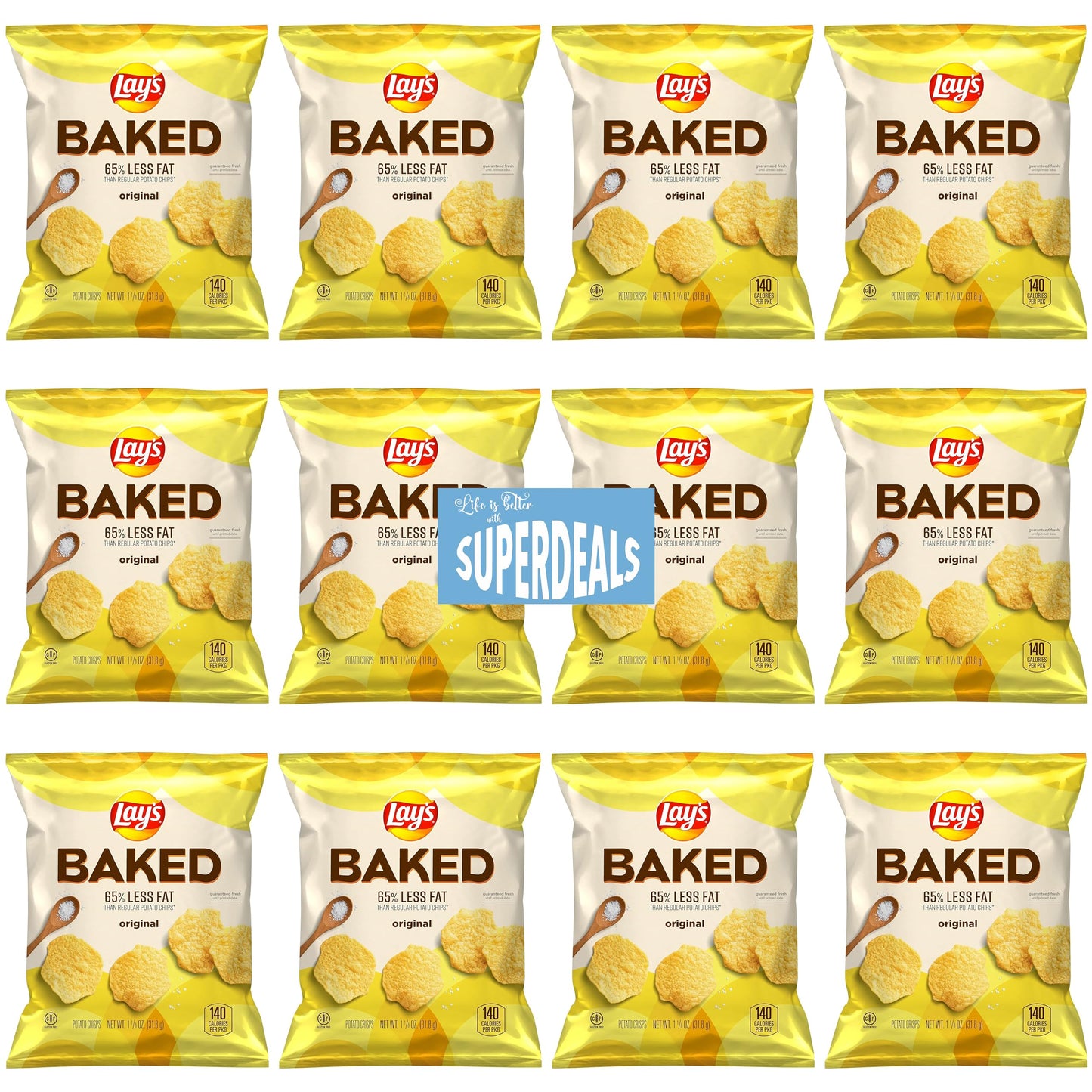 Baked, Original Potato Crisps, 1.125 Ounce (Pack Of 12) Value Pack Bundled By Superdeals With Mystery Gift