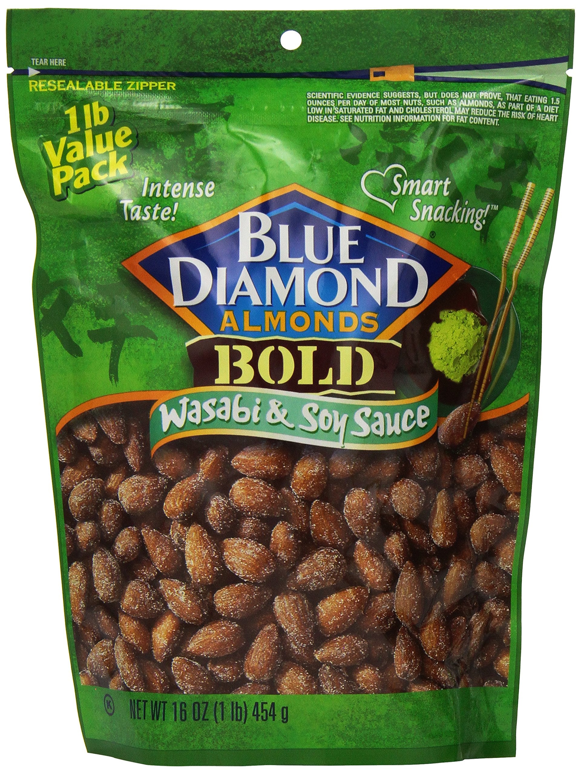Blue Diamond Almonds Bold Wasabi & Soy Sauce, Value Pack, 16-Ounce (Pack of 3)