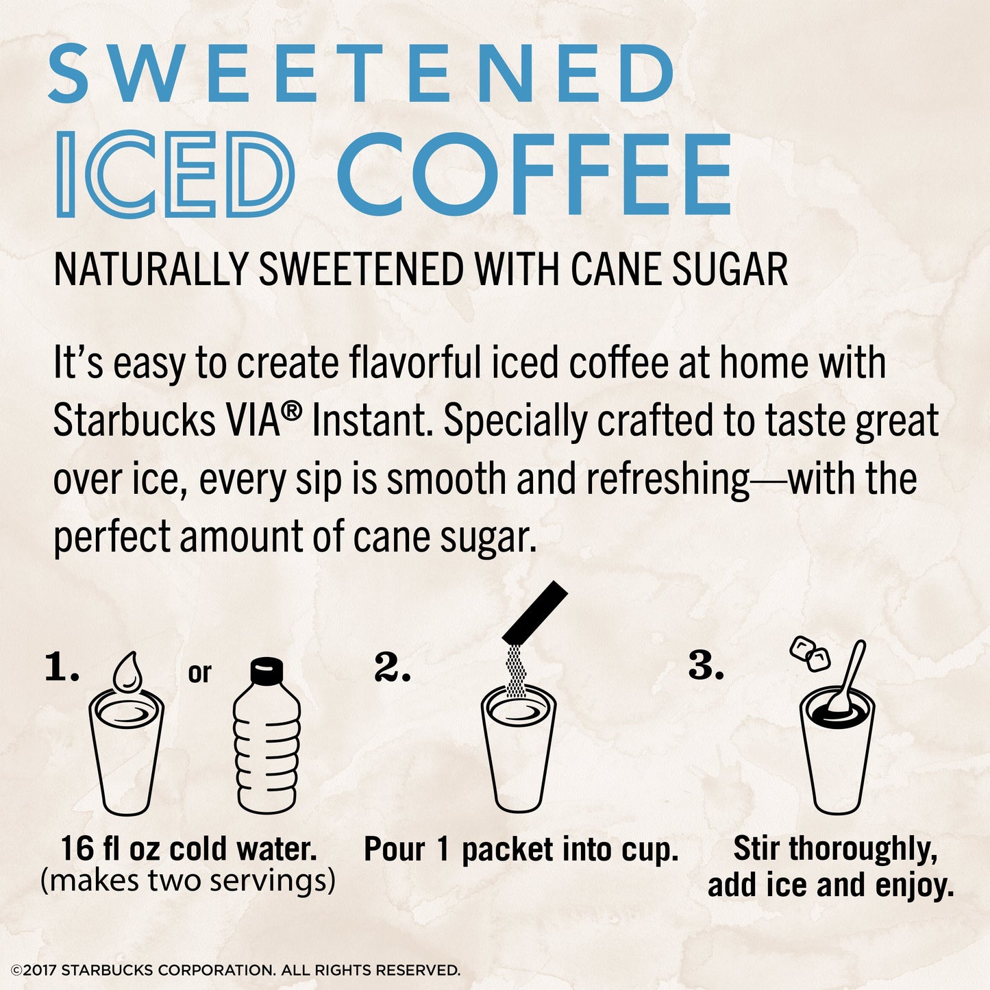Starbucks Via Instant Coffee Medium Roast Packets - Sweetened Iced Coffee - 1 Box (6 Packets)