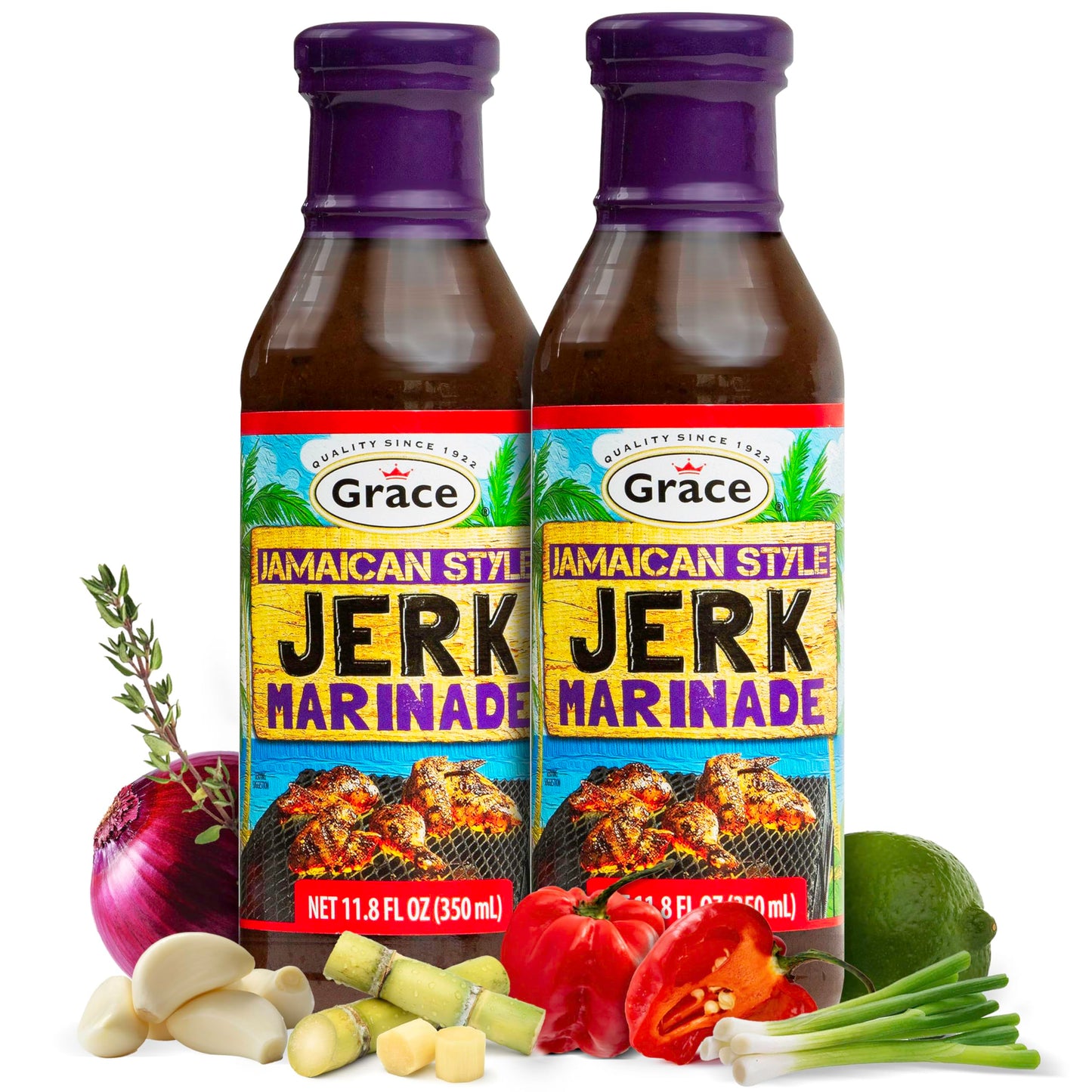 Grace Jamaican Jerk Marinade Sauce 11.8oz - 2 Pack Jamaican Jerk Seasoning Marinade for Jerk Chicken Marinade Oxtail Seasoning F